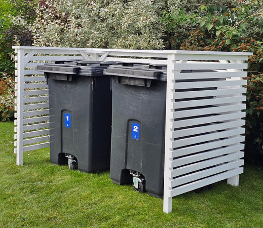 Sopkärlsförvaring (vitmålad) - frakt och montering ingår